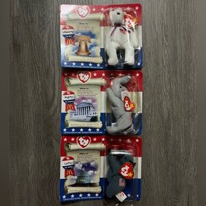 Ty Beanie Baby Liberty Lefty & Righty The American Trio Vintage New Old Stock
